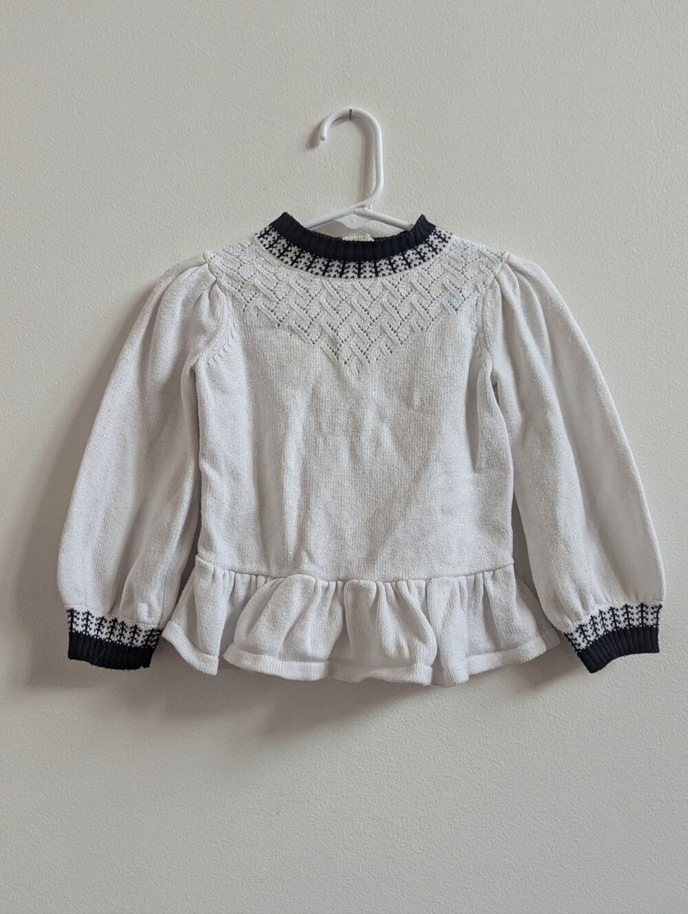 Janie and Jack Sweater 18-24m White Black Girls